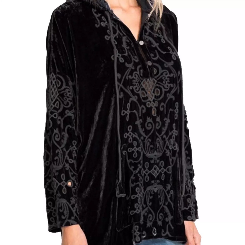 Johnny was velvet tunic top shirt hoodie medium